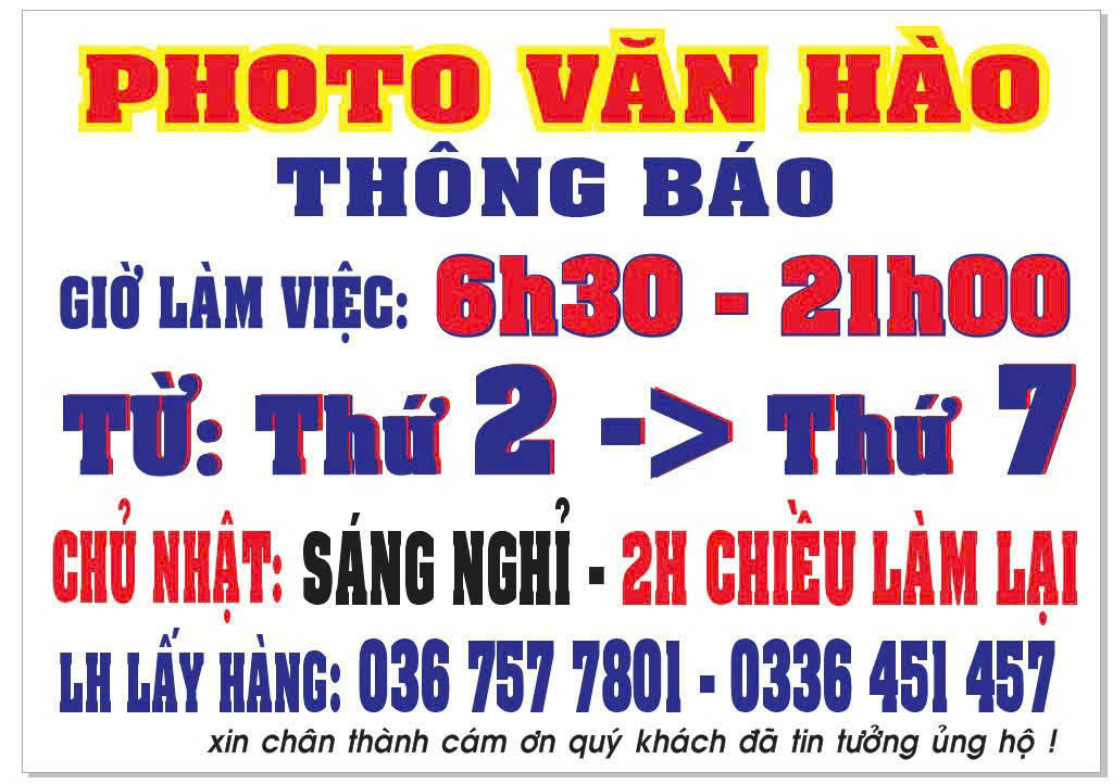 sản phẩm photo in ấn Văn Hào